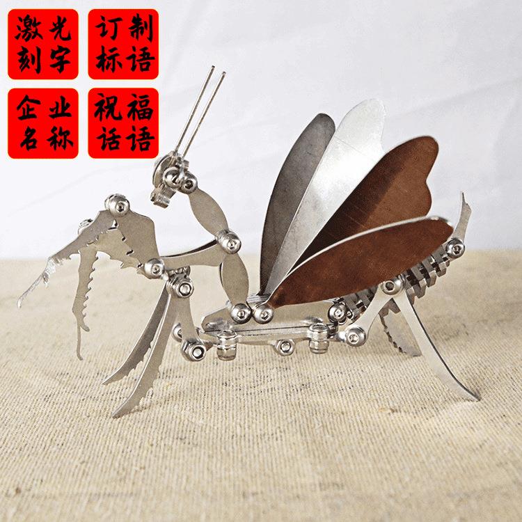 手工制作手脚可折叠金属工艺品螳螂模型摆件SMG螳螂模型