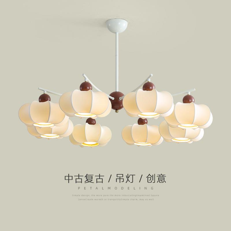 客厅吊灯中古风布艺小南瓜灯新款护眼现代温馨浪漫氛围感餐厅主灯