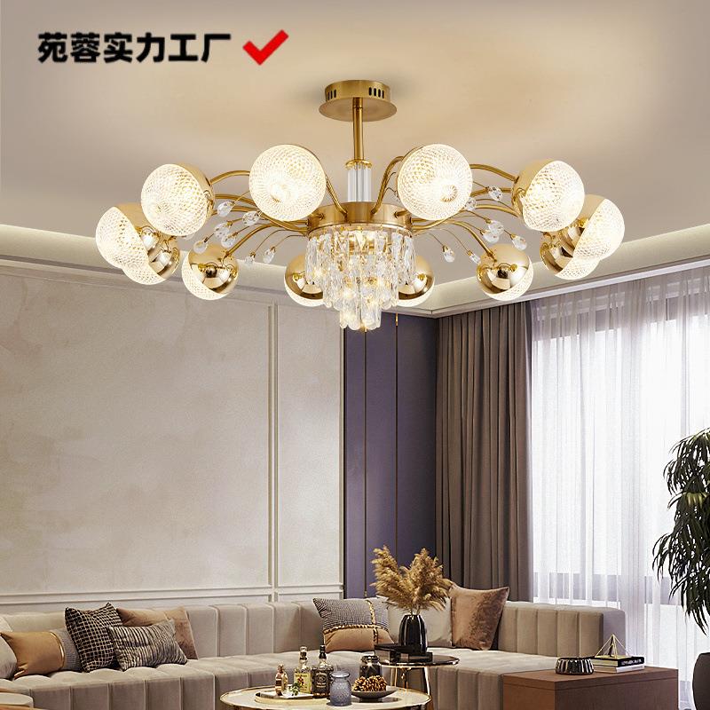 2024年新款轻奢客厅主灯吊灯卧室水晶灯简约现代LED全铜色餐厅灯
