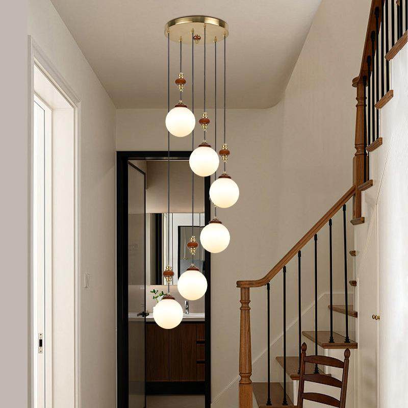 北欧风格旋转楼梯间吊灯别墅中空复式loft公寓现代简约客厅长吊灯
