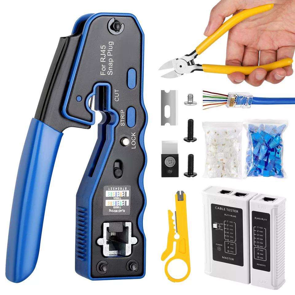 跨境多功能网线钳工业套装专业级网络工具水晶头8P穿孔压线钳钳子