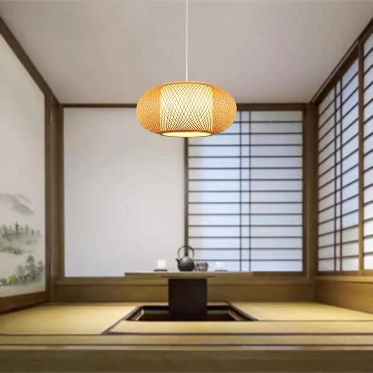 新中式竹编吊灯茶室禅意日式榻榻米餐厅民宿卧室客厅书房灯具