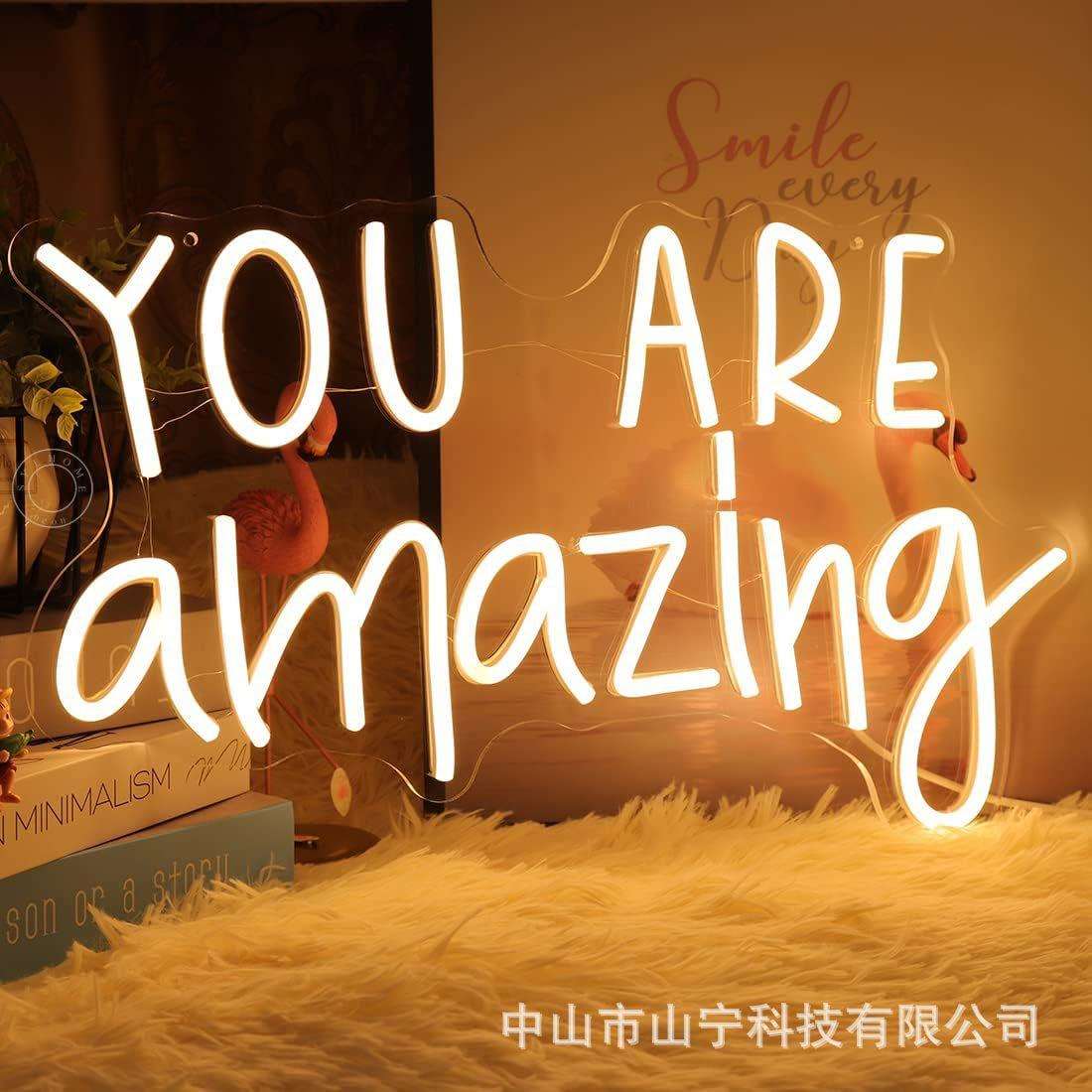亚马逊Temu外贸跨境工厂直发You Are Amazing霓虹灯装饰灯标品热