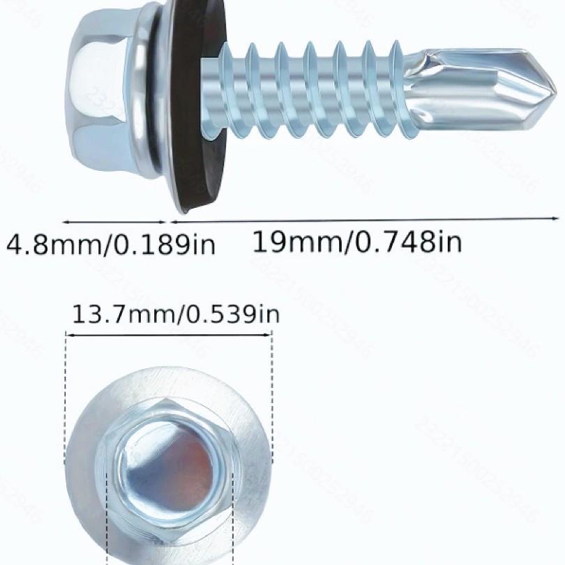 6.3×19 蓝白锌 黑色胶垫蓝边六角大法兰带垫钻尾丝epdm