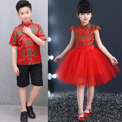 小学生演讲比赛服装儿童古筝演出女童诗歌朗诵快板表演中国风春夏