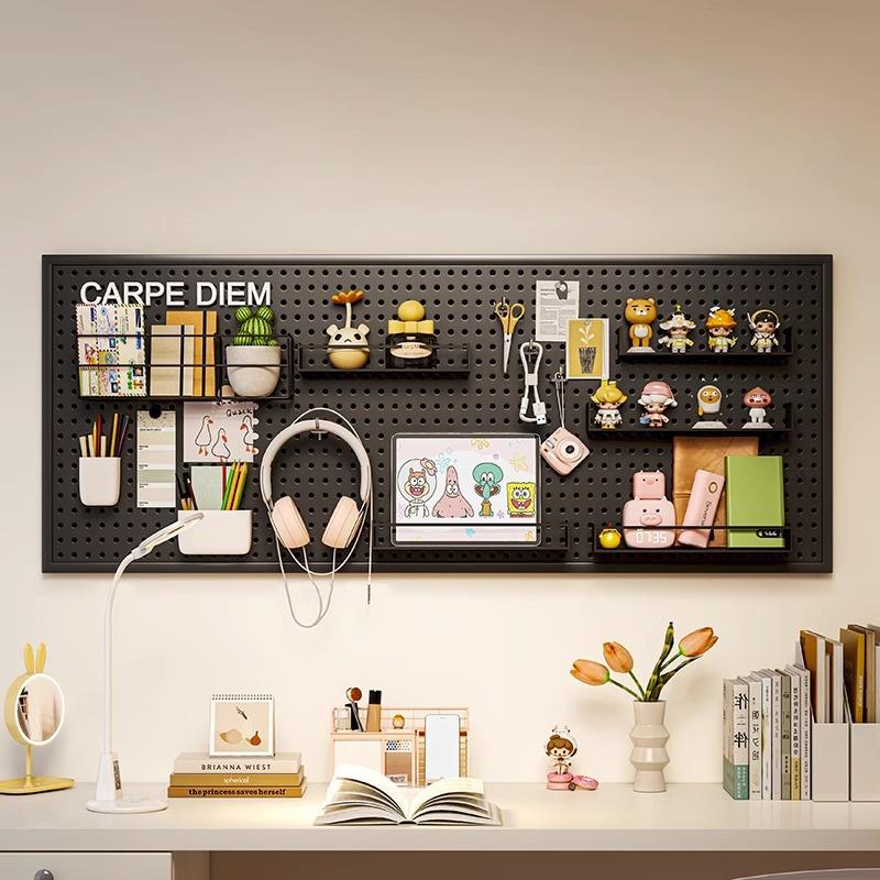 圆孔洞洞板墙上置物架货架不锈钢展示收纳饰品五金工具挂板墙