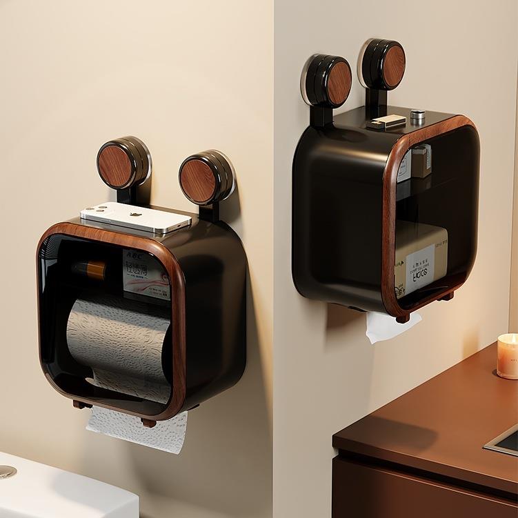 卫生间旋转吸盘厕所纸巾盒高颜值浴室免打孔防水卷纸巾收纳置物架