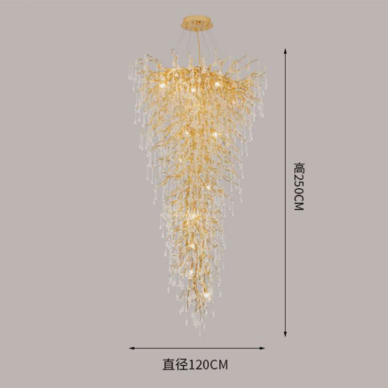 楼梯灯长吊灯欧式别墅复式楼大灯轻奢后现代旋转中空客厅水晶灯
