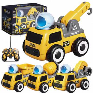 跨境新品卡通遥控太空工程车吊车抓斗车搅拌车翻斗车儿童玩具车