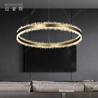 轻奢客厅灯天然水晶吊灯现代简约餐厅卧室灯设计师大气豪华灯具