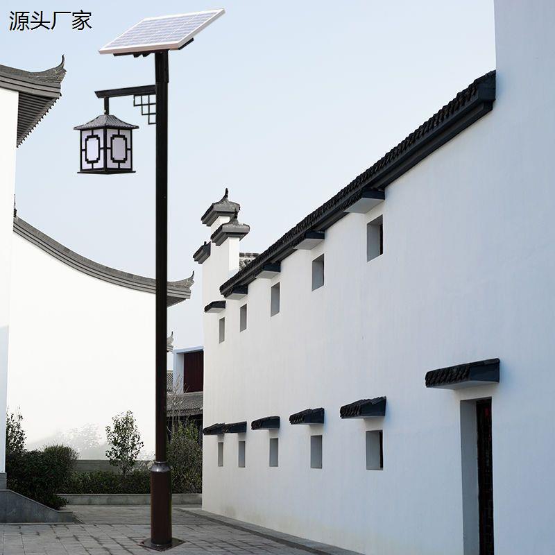 led太阳能灯中式仿古景观庭院灯3米户外防水花园别墅景区双头路灯