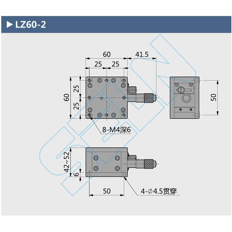 Z轴水平升降LZ60-2手动位移平台 手动滑台
