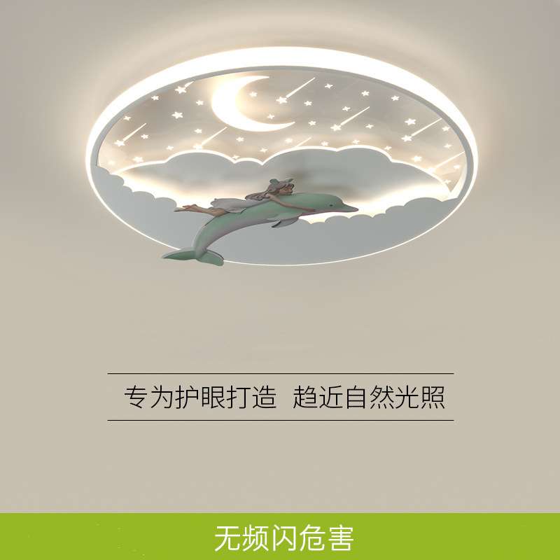 创意海豚现代简约星空led护眼装饰画网红儿童卧室书房房间吸顶灯图片