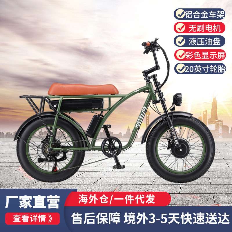 海外代发软尾电动复古越野男女款山地车单车变速雪地助力自行车