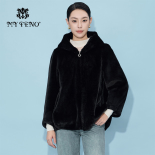 保暖百搭女 连帽拉链金貂绒外套仿皮草轻奢时尚 马天奴2025冬季 新款