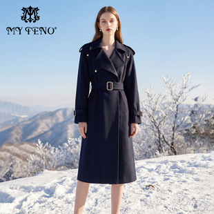 外套时尚 马天奴春秋新款 时尚 风衣系带高级气质女装 军绿色翻领长款