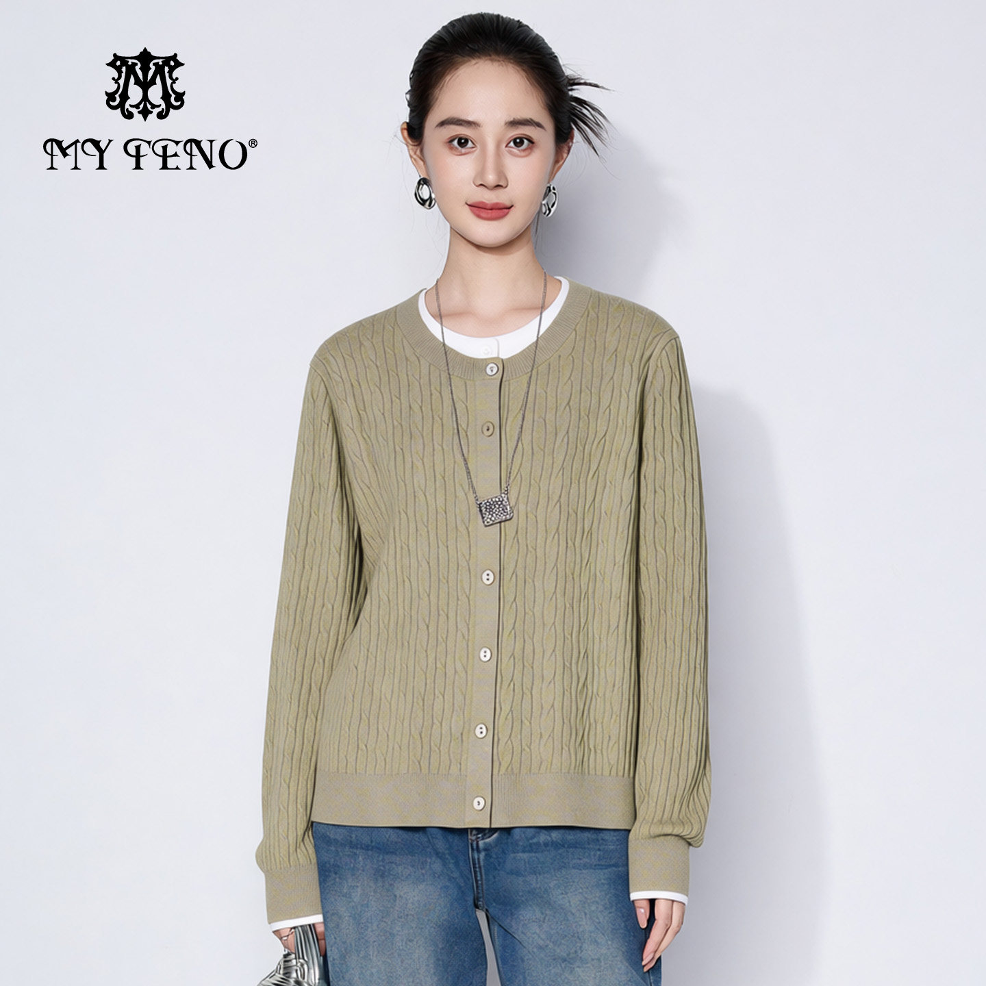 马天奴2026春夏新款拼色圆领单排扣提花针织开衫长袖毛衫气质时尚,女装/女士精品,毛针织衫,淘宝优惠券,粉丝福利购,淘宝优惠卷