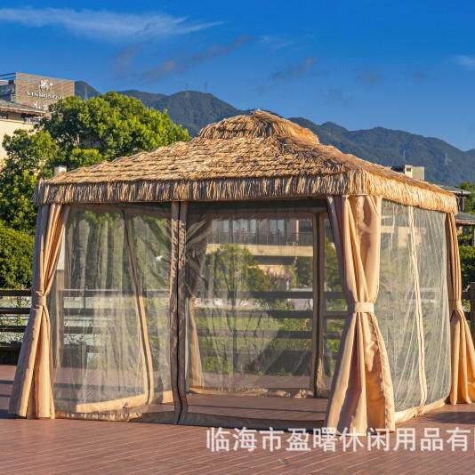 户外凉亭铝合金茅草棚庭院农家乐别墅庭院家用稻草房遮阳遮雨棚景