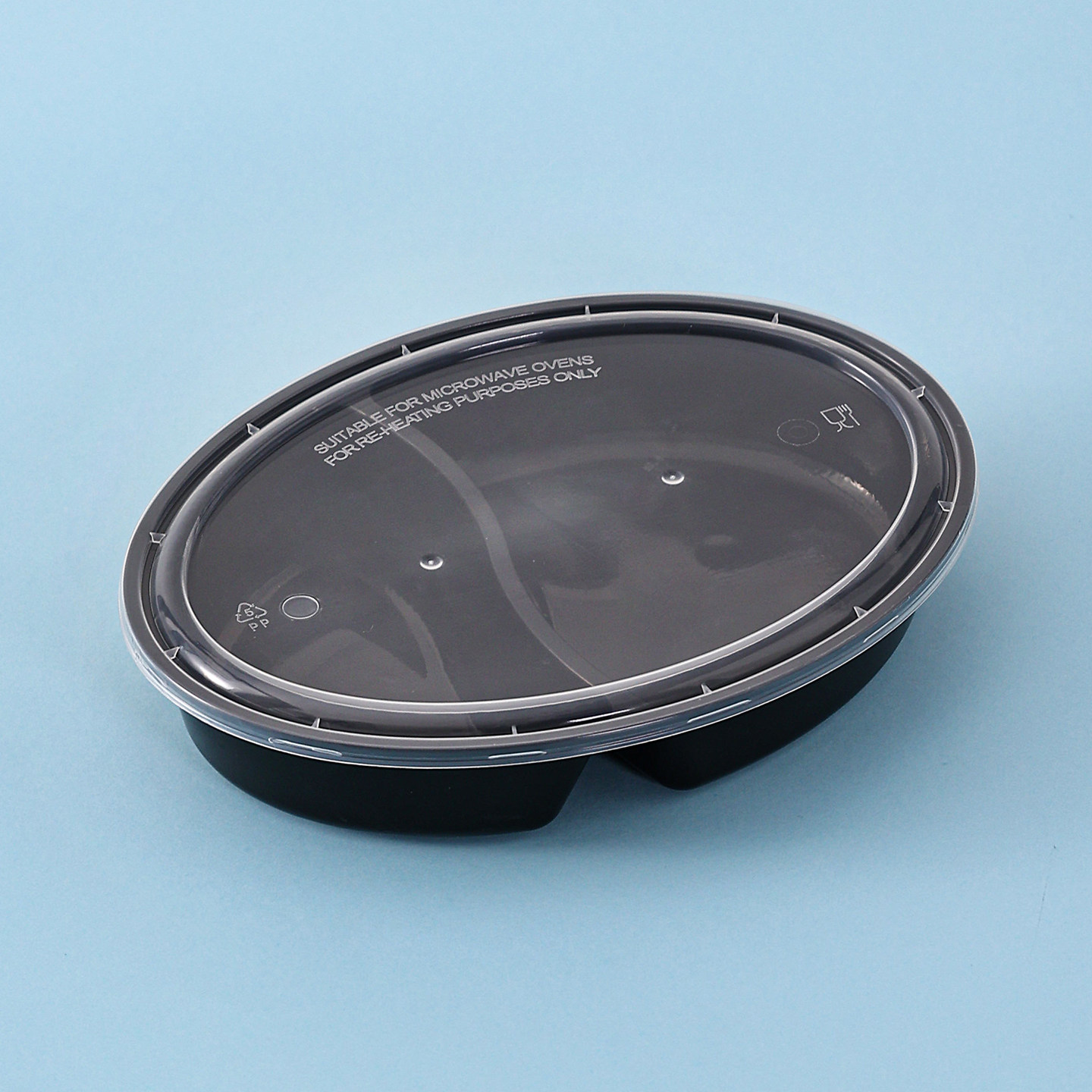 PP5食品级椭圆双格外卖餐盒图片