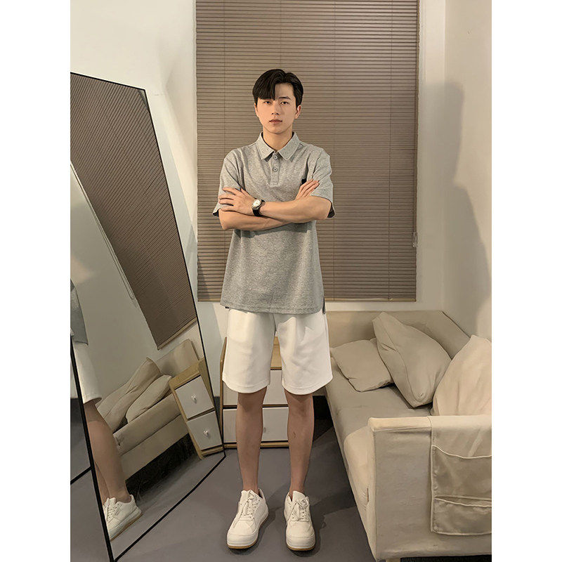 cleanfit白色短裤男夏季美式高街裤子健身运动直筒休闲四五分马裤