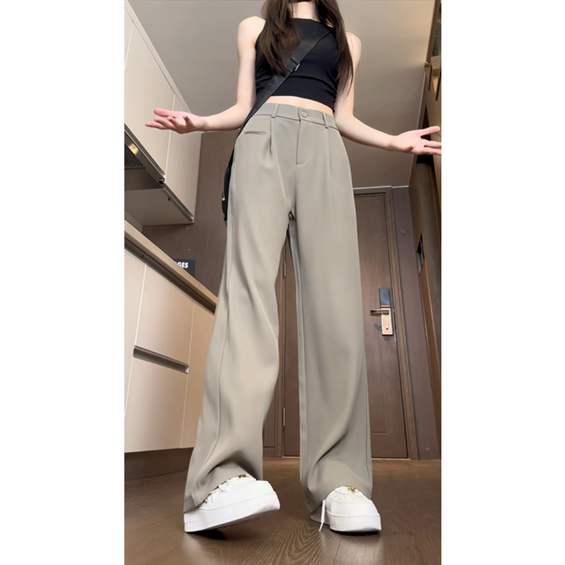 冰丝那不勒斯西裤男夏季高腰垂坠感美式裤子小个子直筒休闲西装裤
