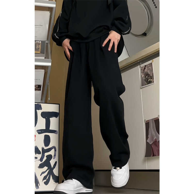 cleanfit纯黑色软牛仔裤男款直筒vintage美式裤子宽松阔腿工装裤