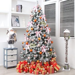 饰白色1.5 家用树节粉色装 圣诞布置植雪绒圣诞树商场美陈1.8米落