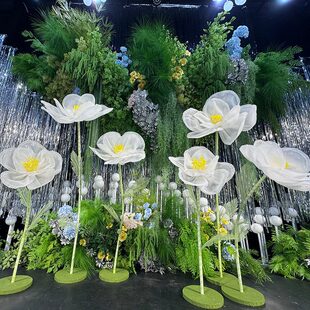 堂美陈橱窗花婚礼褶皱背景舞台花艺手工纸纸花婚庆道具艺路引装 饰