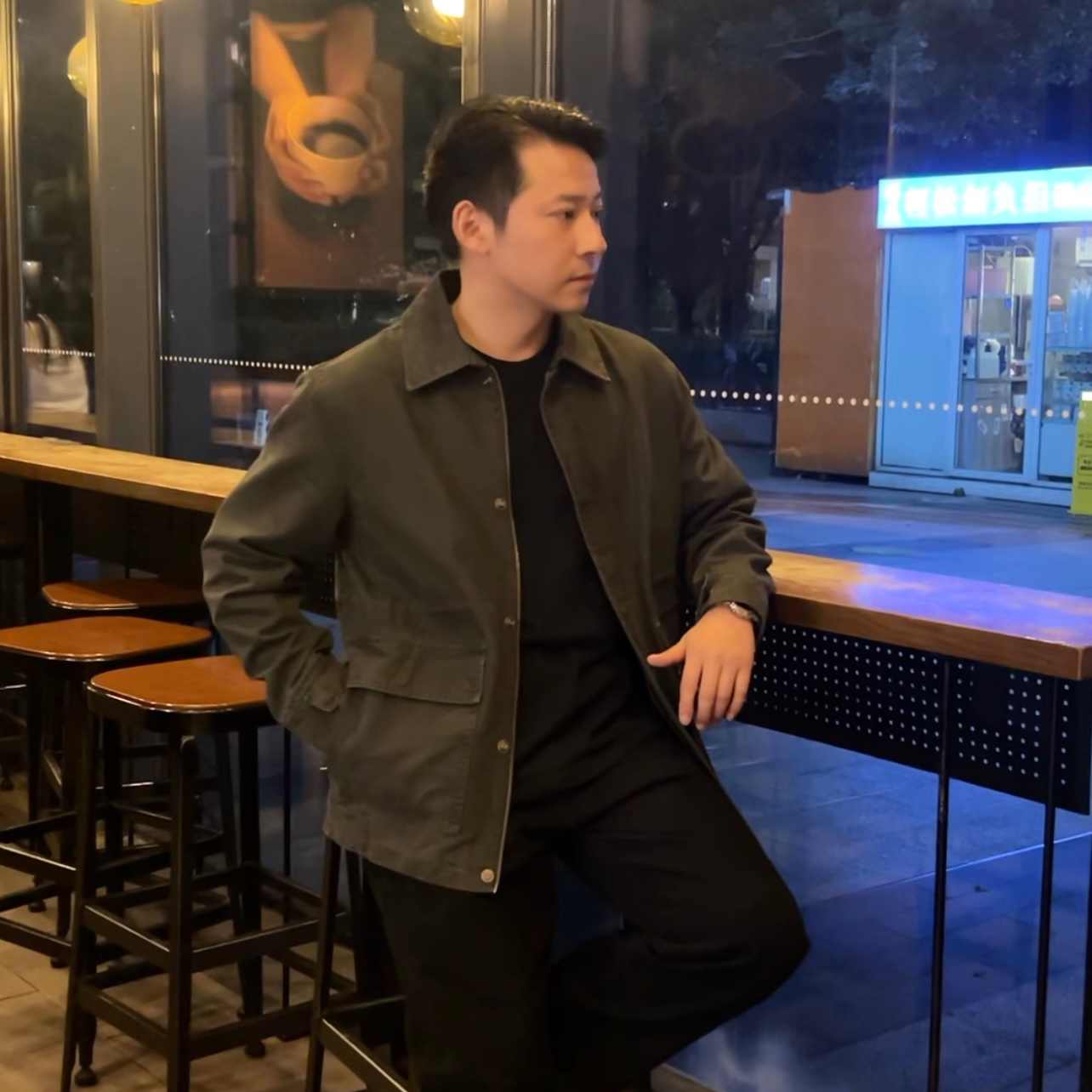 宽松复古秋季舒适纯棉中长款长袖夹克经典潮流百搭