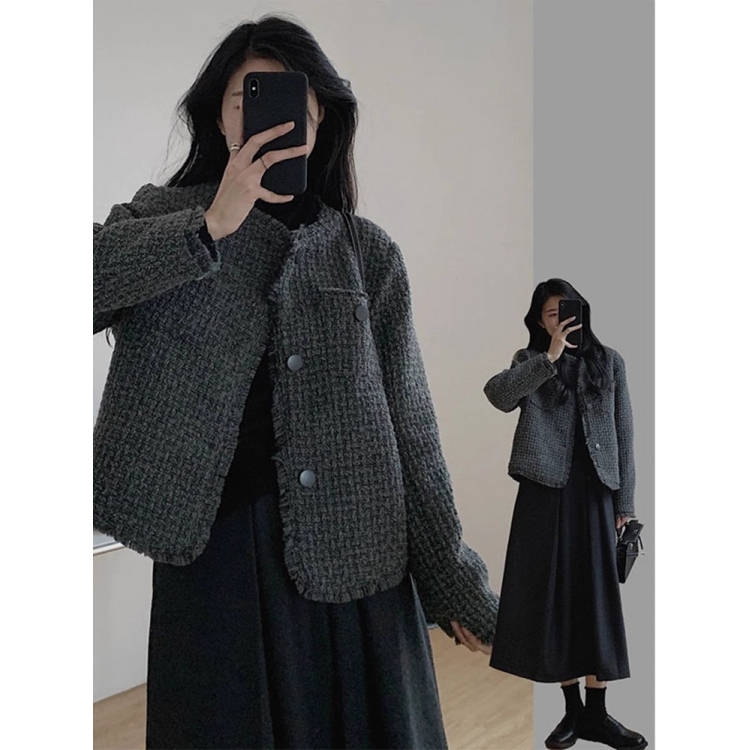 小香风软糯毛衣短款女氛围感长袖内搭针织开衫上衣春秋季qyg