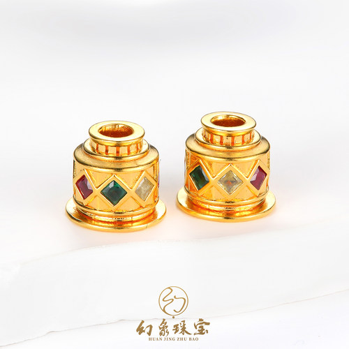 金包银财宝塔头手工宝石镶嵌配件