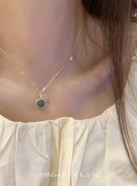 极速绿色玛瑙!葫芦项链颈链女款2024新L款玉石锁骨链毛衣链轻奢高