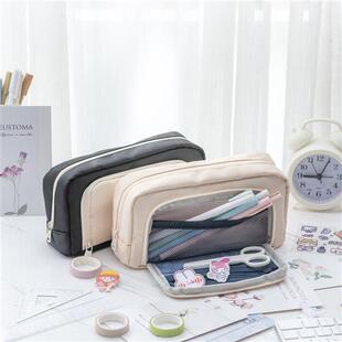 极速aikanuo笔n袋大容量初高中生笔盒耐脏两层中学生笔袋简约收纳