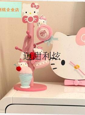 可爱KT猫d收纳层架高颜值置物架挂件耳机收纳木质粉色杯子悬挂收,