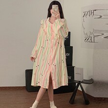 睡裙女款长袖夏季睡衣少女带胸垫一体甜美可爱春秋冬家Y居服可外