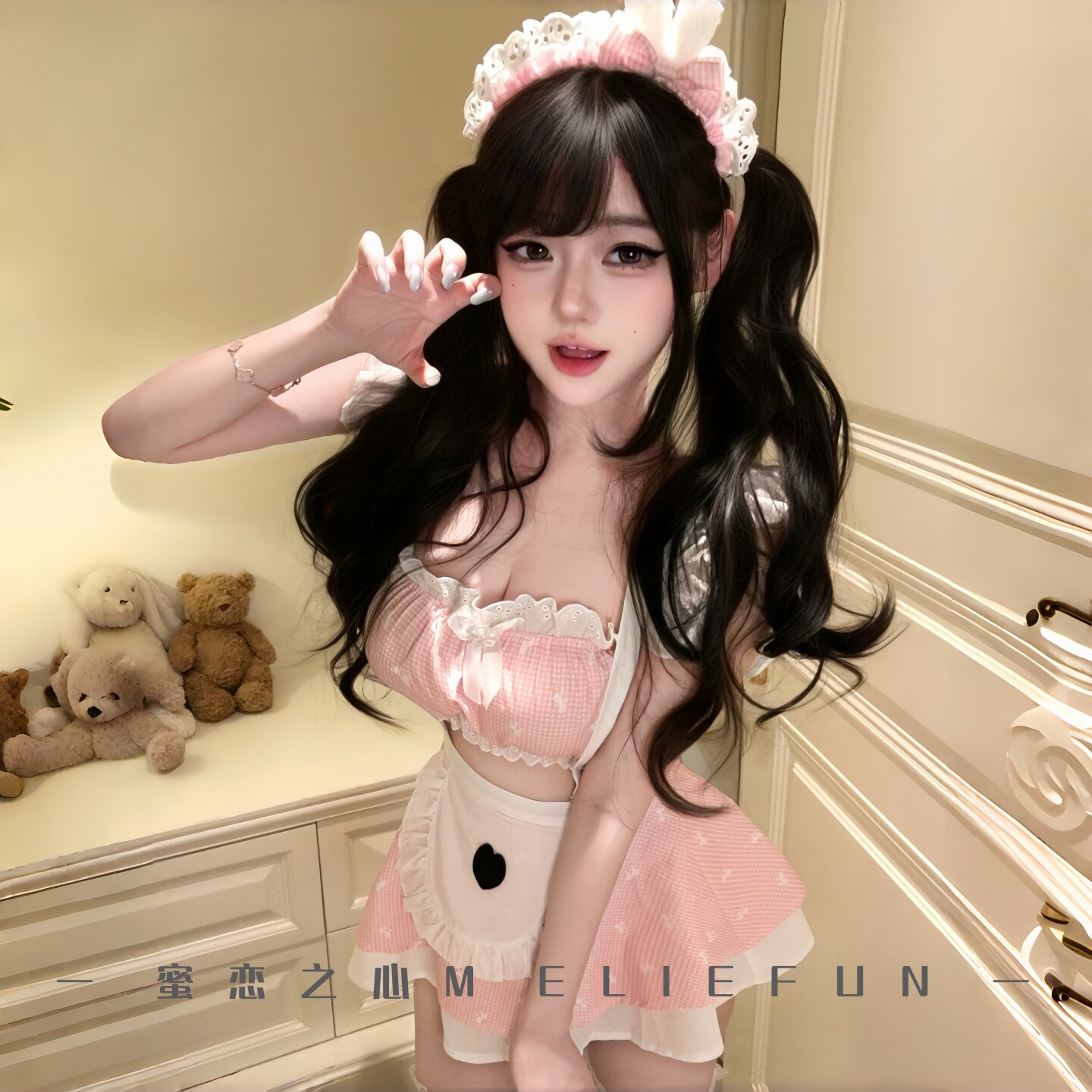 甜美可爱女仆连衣裙睡裙套装图片