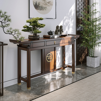 新中式实木玄关桌靠墙