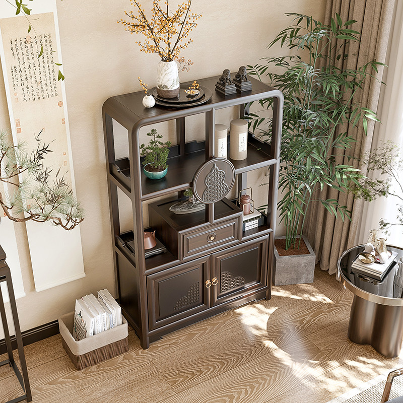 新中式博古架实木小多宝格茶室