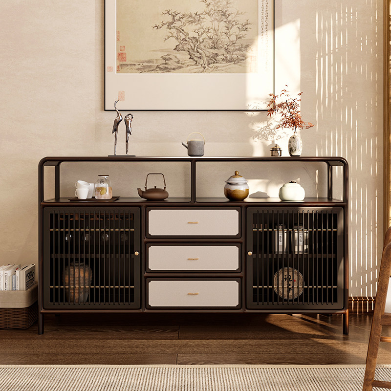 中古风餐边柜客厅收纳柜玄关柜茶室茶边柜办公酒柜储物茶具酒杯柜