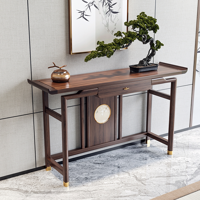 新中式玄关桌中式实木简约条案轻