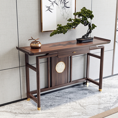 新中式玄关桌中式实木简约条案轻
