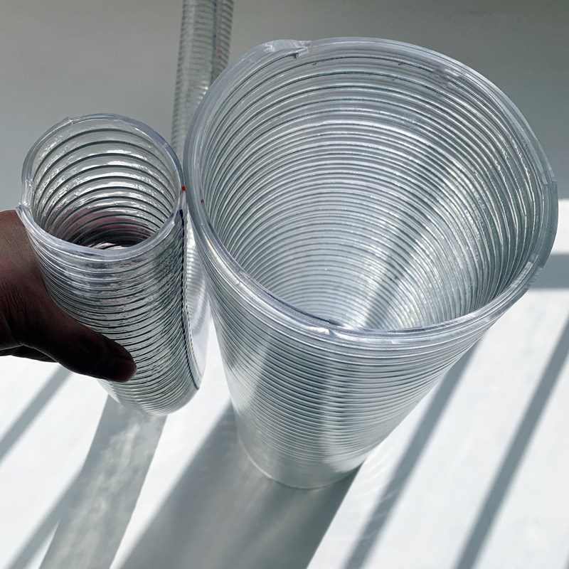 DN180 200 220 252大口径透明pvc钢丝软管排水管排污吸料加厚增强