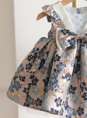 宝宝一周岁礼服女童公主裙生日宴会儿童百天婴儿婚纱碎花连衣裙夏