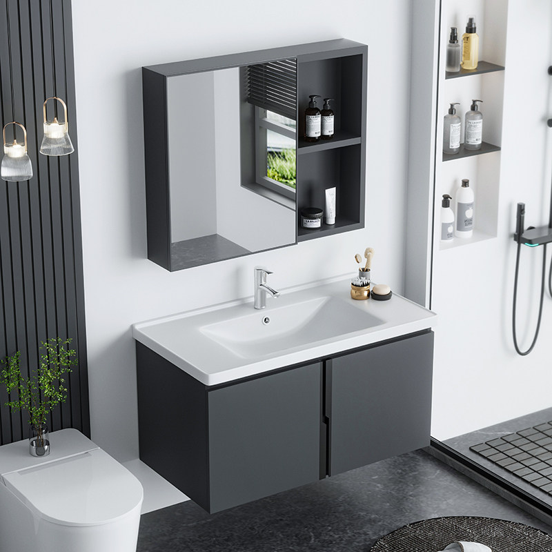 蜂窝铝合金浴室柜组合厕所卫生间洗脸洗手盆柜岩板陶瓷一体洗漱台