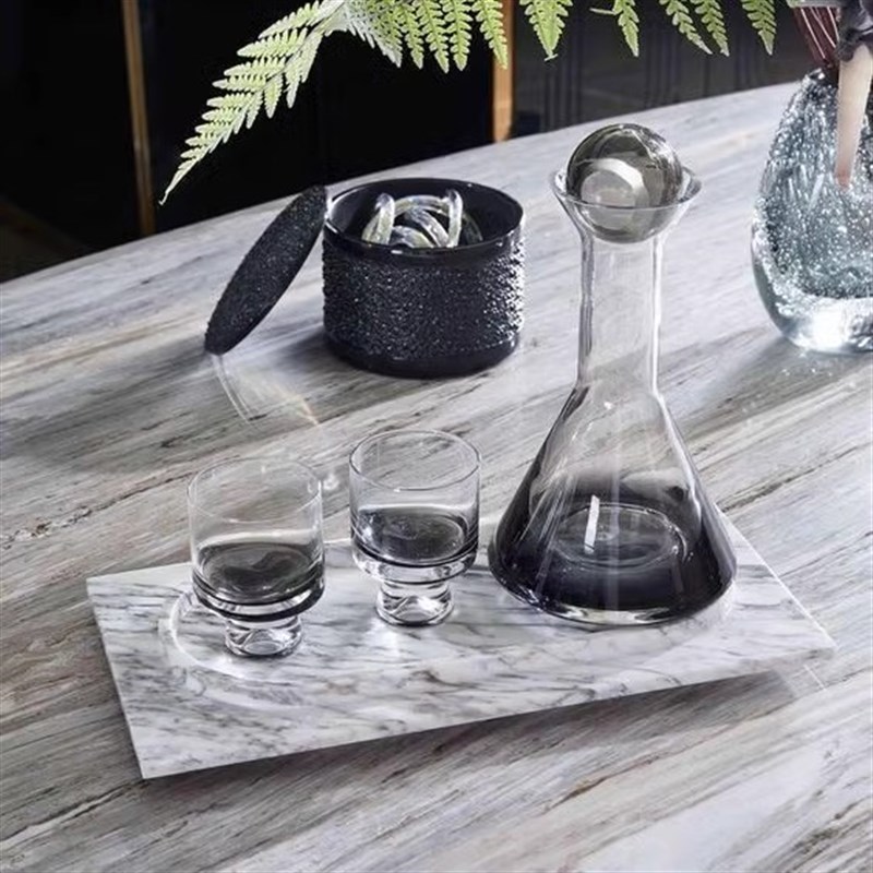 黄洞石北欧大理石餐票现代简约家用托盘创意圆角T装饰珠宝展示摆