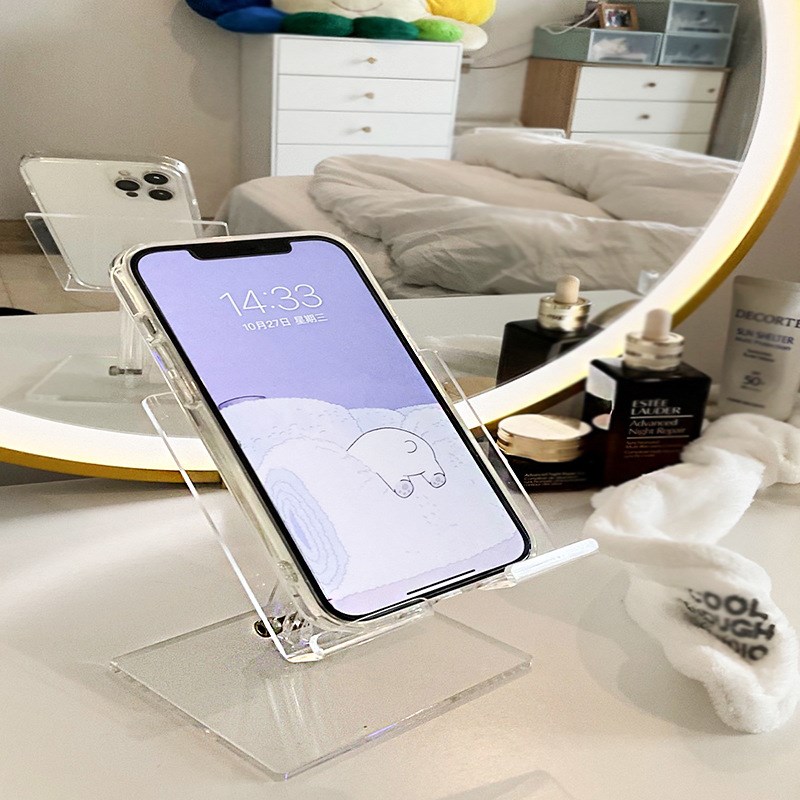 桌面手机支架透明亚克力展示架 有机玻璃摆台展台懒人托柜台
