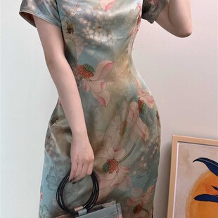 秋辞香~ 扶苏 改良新中式旗袍修身I国风短袖复古中国风连衣裙