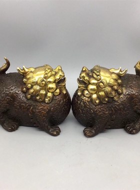 铜貔貅摆件可爱h一对招财鎮宅聚财客厅家居店铺开业办公室皮丘貔