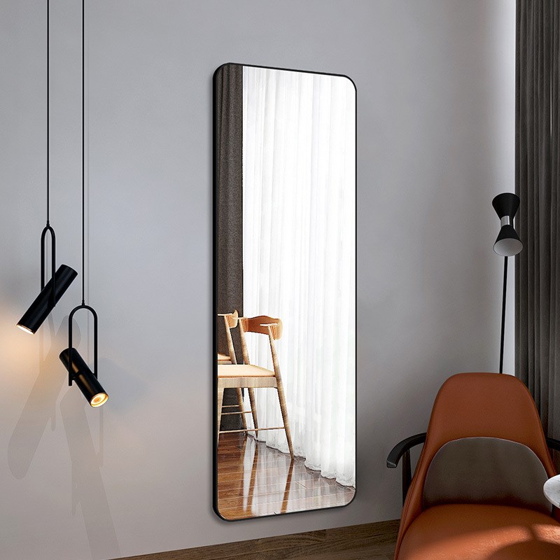 简约镜子轻奢全身穿衣镜网红立体落地镜子壁挂式贴墙服装店试衣镜