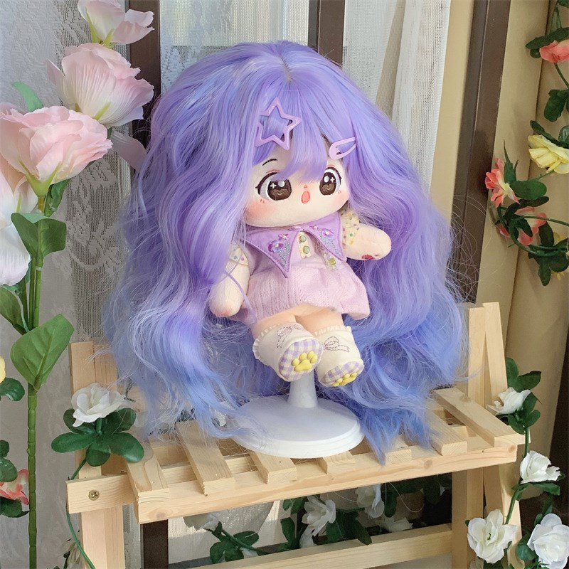 20cm棉花娃娃假发 高温丝化纤假发33-36cm头围娃娃假发套厂家